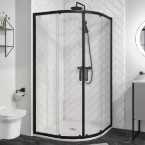 Image of Pavo 1000mm Black Quadrant Shower Enclosure with Tray 2604477729