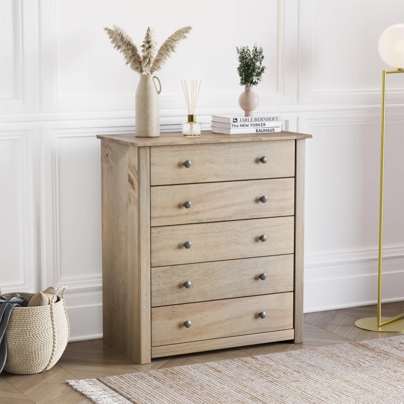 Image of Lassic Vida Designs Panama 5 Drawer Chest Pine unisex 5 Drawer