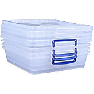 Image of Really Useful Boxes Nestable Box with Lid 10.5CCB-PK3 10.5 L Transparent Plastic 38.3 x 46 x 11.3cm 3 Pieces