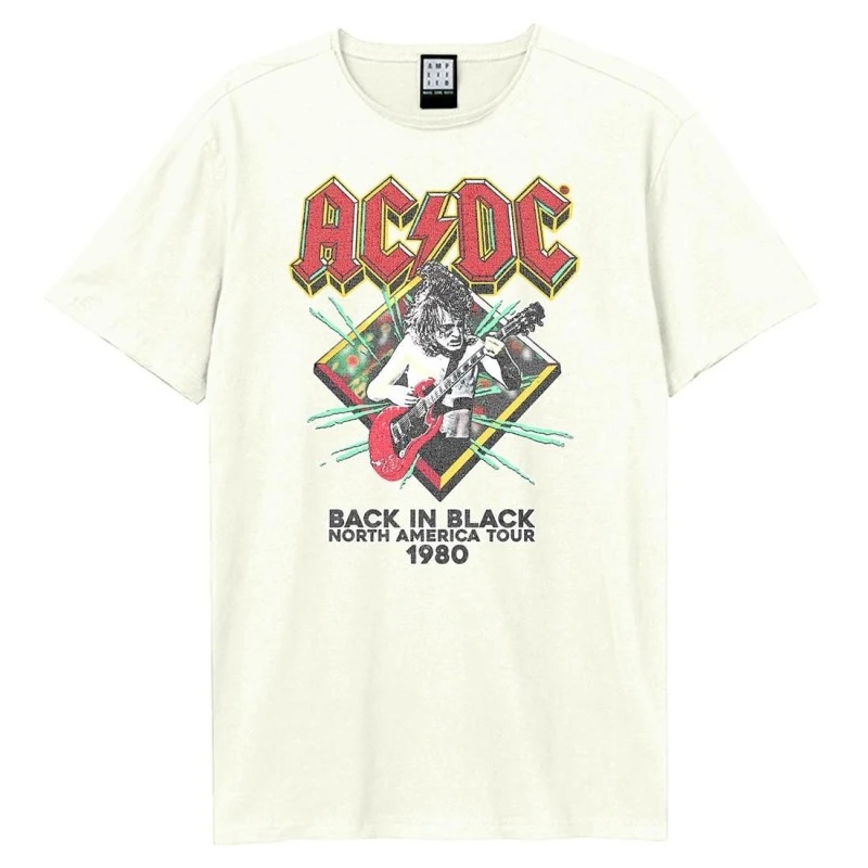 Image of Amplified Amplified Men North America Tour 80 AC DC Vintage T-Shirt in White Size: X-Small White XS Male 5063527553522