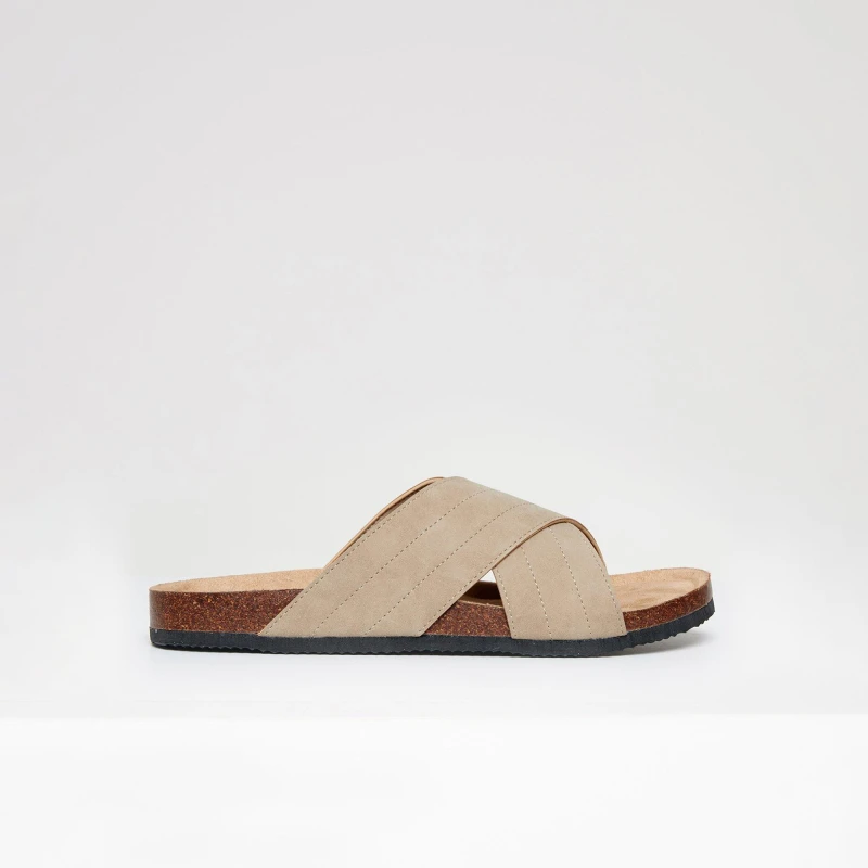 Image of Threadbare Faux Suede Cross Strap Sandals Beige male 8