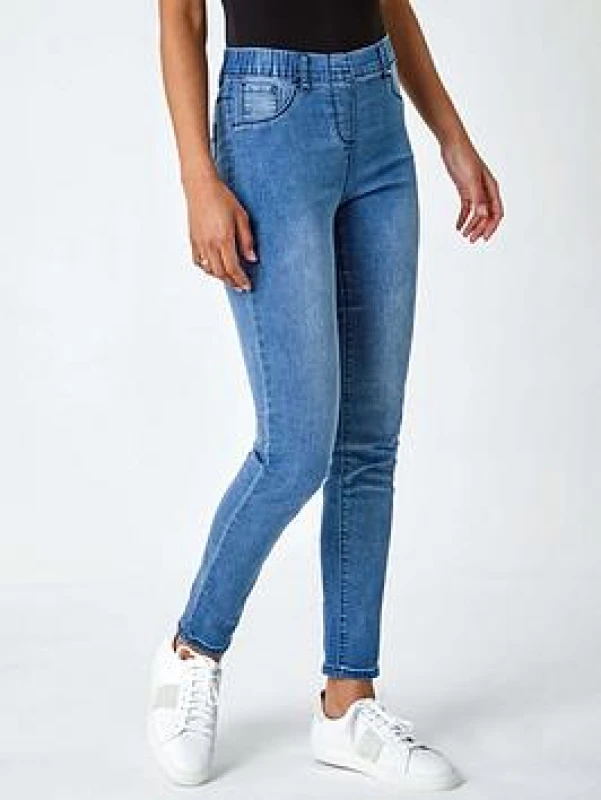 Image of Roman Elastic Waist 31" Denim Stretch Jegging Bright Blue