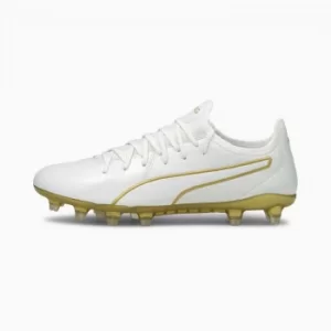 image of Mens PUMA King Pro FG Football Boots, White/Gold, size 10.5, Shoes