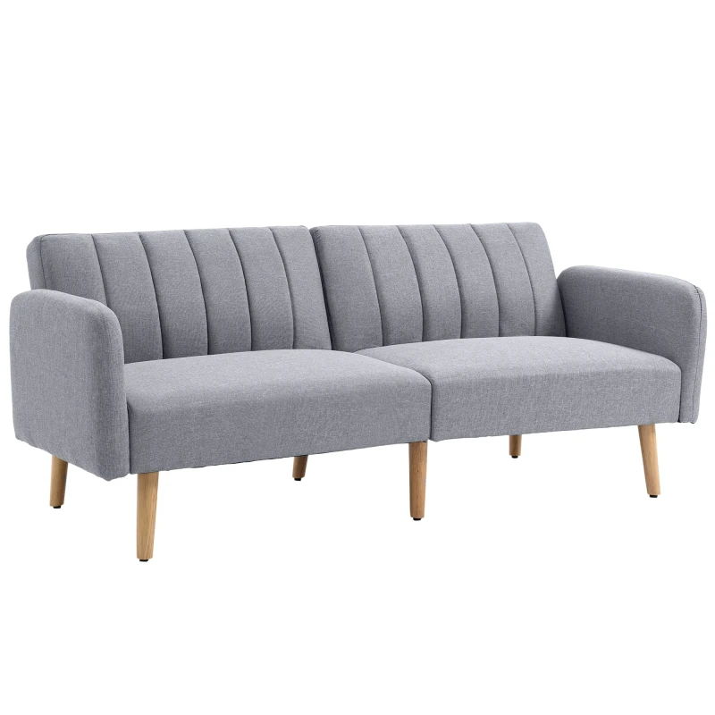 Image of HOMCOM HOMCOM 3 Seater Sofa Bed w/ Adjustable Backrest for Living Room, Guest Room in Light Grey Light Grey One Size Unisex 5061025117574
