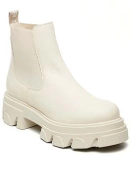 Image of Steve Madden Mixture Leather Ankle Boot - Bone, Bone, Size 37, Women