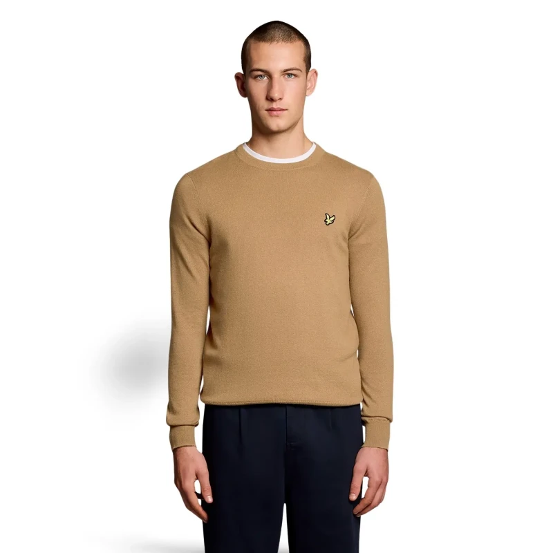 Image of Lyle & Scott Merino cotton round-neck sweater Lyle & Scott Jaune Male S