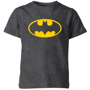 Image of Batman Logo Kids T-Shirt - Black Acid Wash - 11-12 Years - Black Acid Wash