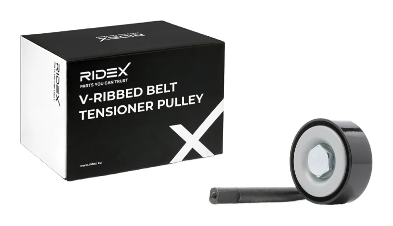 Image of RIDEX 310T0187 Tensioner Pulley with holder Plastic Tensioner Pulley,v-ribbed belt (310)