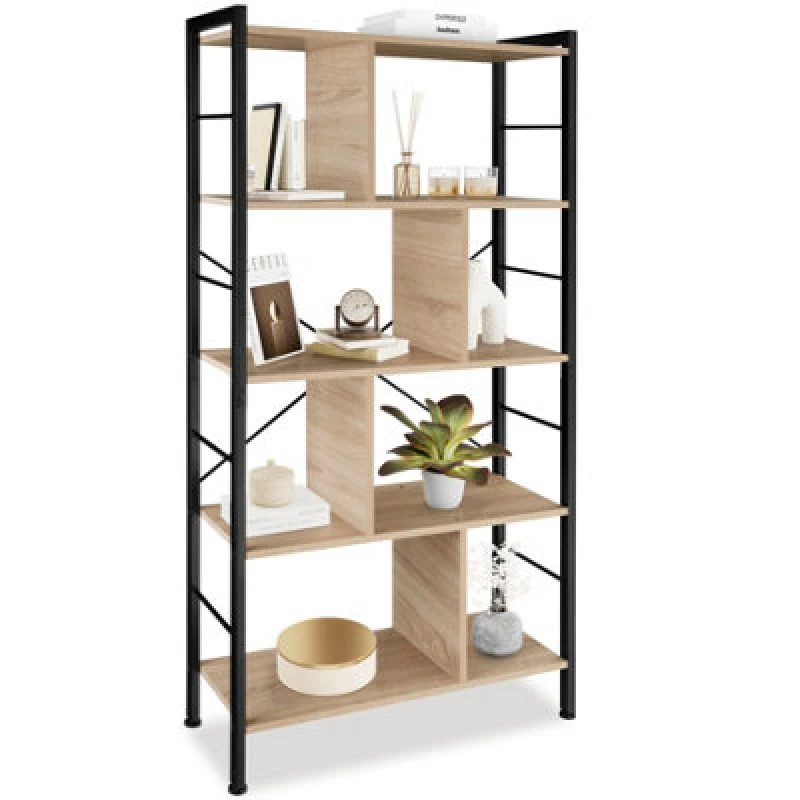 Image of Tectake Standing Shelf Charleston 75.5X30X155Cm - Industrial Wood Light, Oak Sonoma