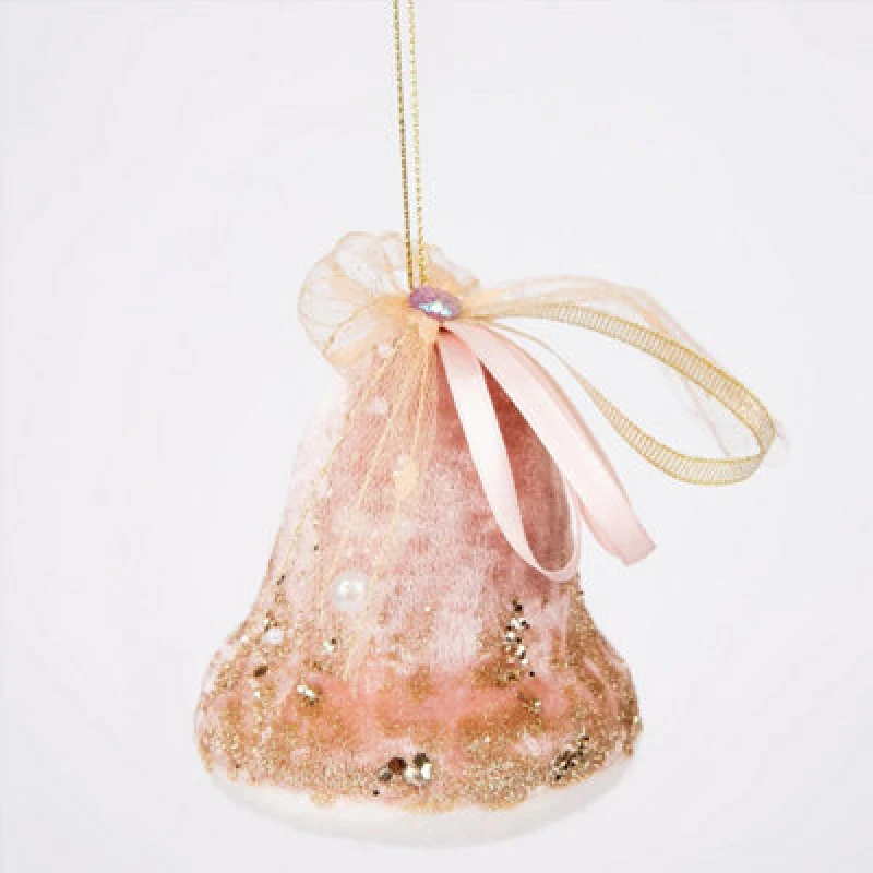 Image of Shatchi 3Pcs Light Pink Santa Bell 8X10Cm - Christmas Tree Hanging Decorations Ornaments Fairy Tale