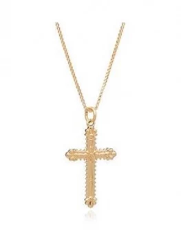 Rachel Jackson London 22Ct Gold Plated Silver Floral Cross Charm Pendant Necklace