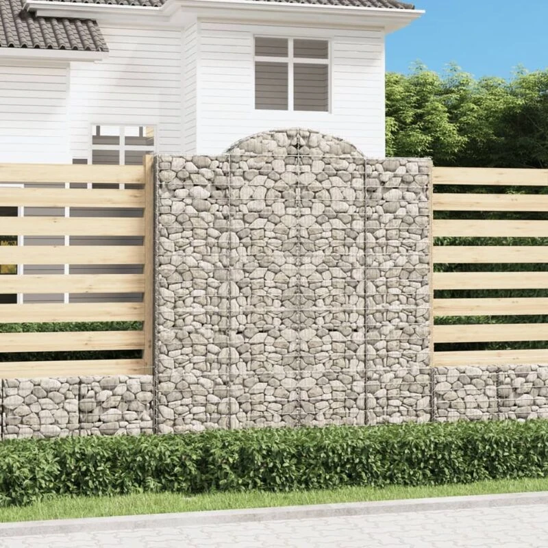 Image of VIDAXL Arched Gabion Baskets 4 pcs 200x50x220/240cm Galvanised Iron Vidaxl 3146448