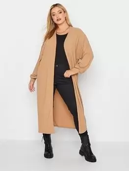 Image of Yours Balloon Sleeve Cardigan Camel, Brown, Size 16, Women