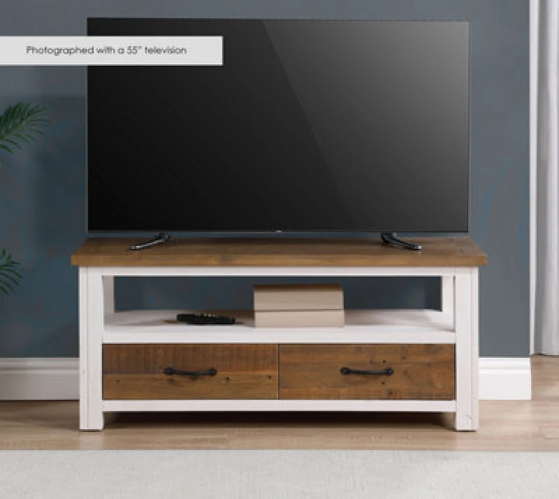 Image of Baumhaus Splash Of White - Widescreen Television Cabinet