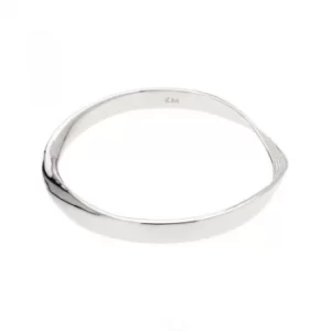 image of Ladies Karen Millen Silver Plated Textured Twist Narrow Bangle