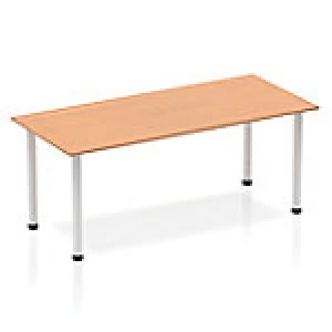 Image of Impulse Straight Table 1800 Oak Post Leg Silver