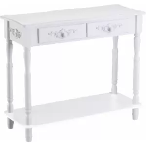 image of Console Table 2 Drawer Hallway Desk Wooden Storage Shelf Living Room Furniture White - Homcom