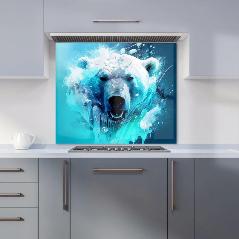 Image of Warren Reed - Designer Polar Bear Face Splashart Kitchen Splashback in Brown Size: 600mm x 750mm Brown Unisex 600mm x 750mm