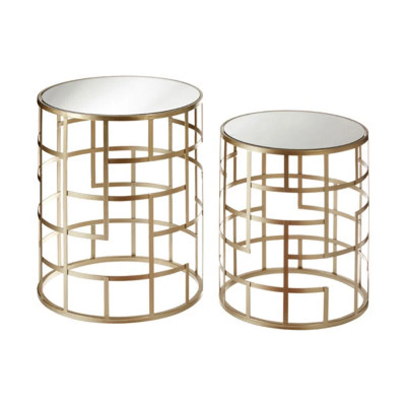 Image of Premier Housewares Set Of 2 Avantis Champagne Frame Tables Gold