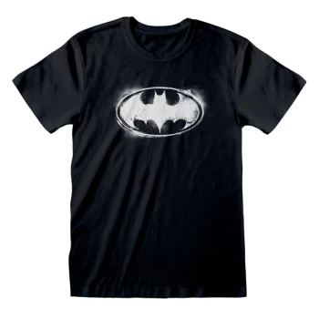 Image of DC Batman - BW Distressed Logo Unisex Large T-Shirt - Black