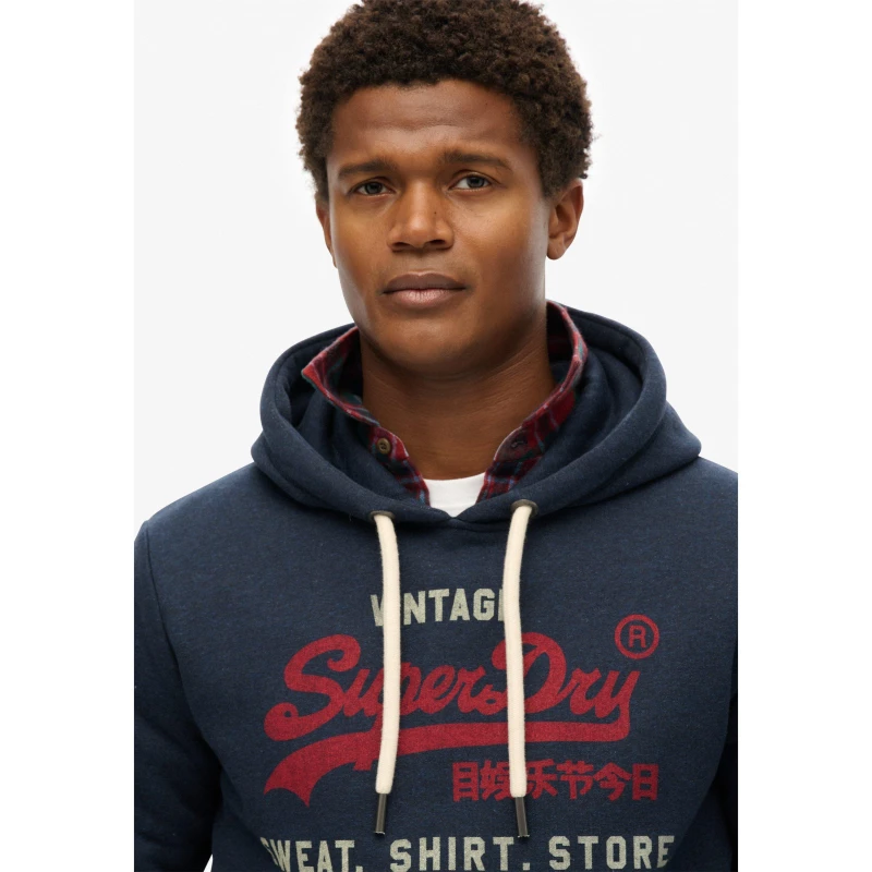 Image of Superdry Logo Heritage Hoodie Trench Navy male X Large