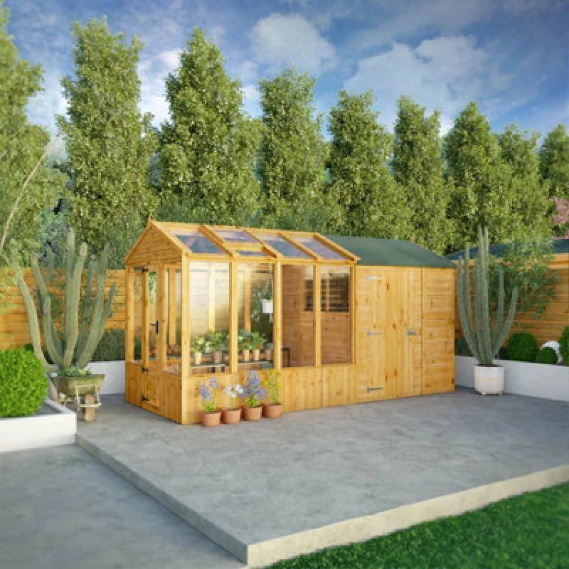 Image of Mercia 14 X 6 Woodsman Styrene Greenhouse/Shed Combi, Brown SI-100-004-0020