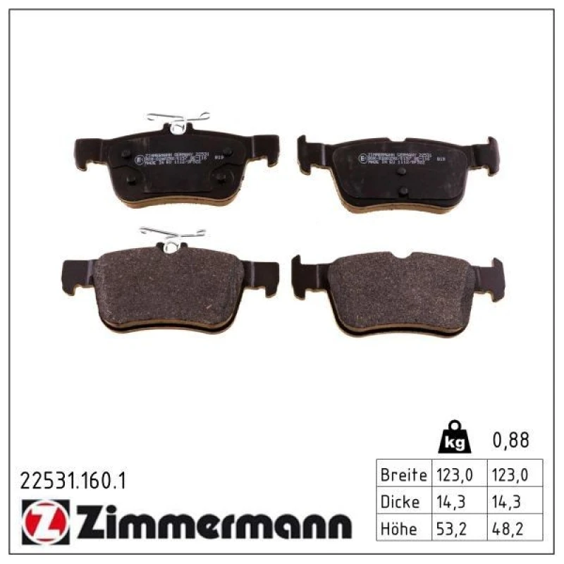 Image of ZIMMERMANN Brake pad set ZIMMERMANN 22531.160.1