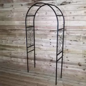 Image of 7.5ft (2.28m x 1.1m) Tom Chambers Climbing Rose Arch Trellis Pewter Powder Coated Eden Metal Steel Garden Flower Arch