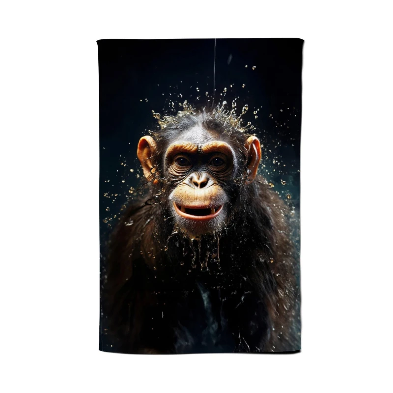 Image of Warren Reed - Designer Realistic Monkey Face Splashart Tea Towel in Black Unisex