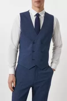 image of Mens Blue Semi Plain Waistcoat