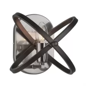 Image of Hoopla 1 Light Candle Wall Light Pewter, Black, E14