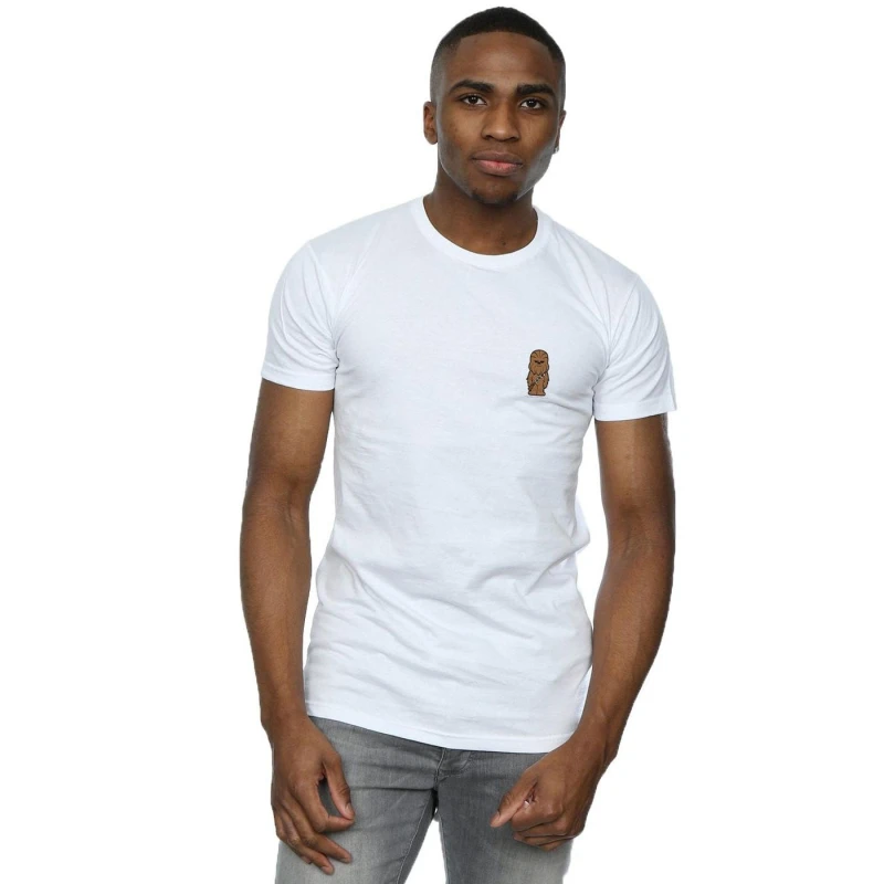 Image of Star Wars Star Wars Men Chewbacca Chest Print T-Shirt in White Size: Small White S Male 5057864337907