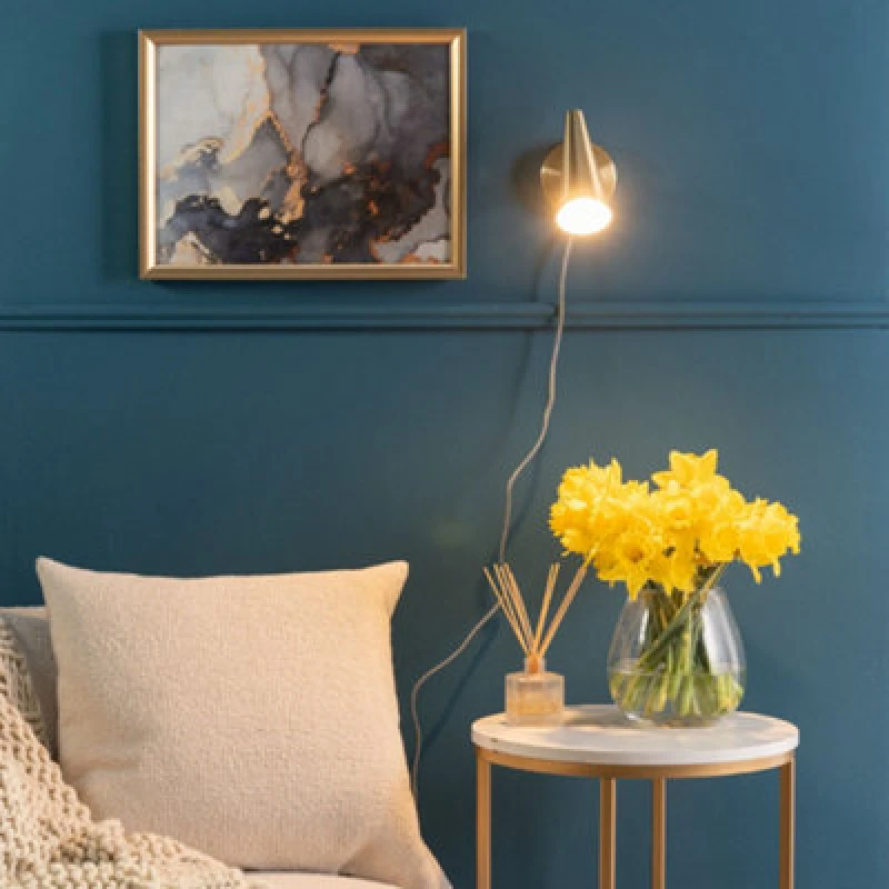Image of Antique Brass Cone Plug In Wall Light