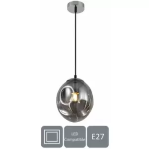 Image of Harper living 1xE27/ES Pendant Ceiling Light, Smoke Grey Finish, Oval Shade, Adjustable Height - Grey