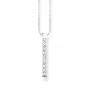 Image of Sterling Silver White Stones Necklace KE2146-051-14-L45V