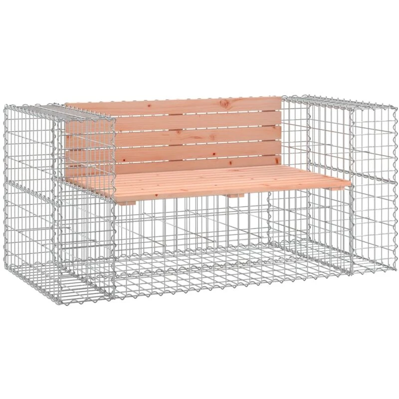 Image of vidaXL Garden Bench Gabion Design 143x71x65.5cm Solid Wood Douglas, Brown 834378