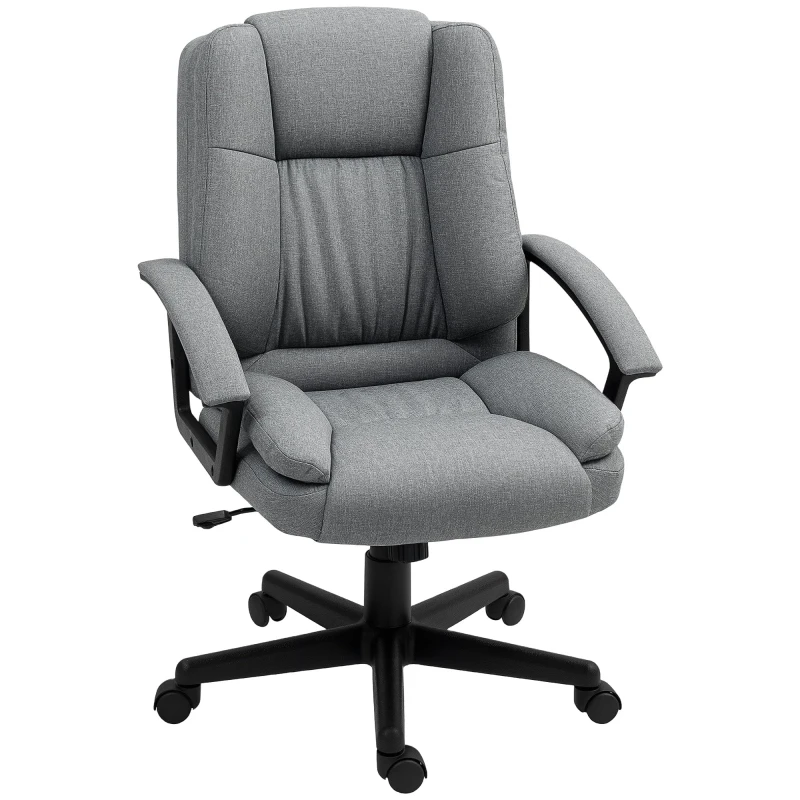 Image of HOMCOM Swivel Executive Office Chair Mid Back Chair w/ Arm, Grey Grey