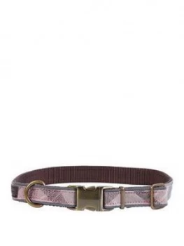 Image of Barbour Barbour Reflective Pink Tartan Dog Collar- Large - Large