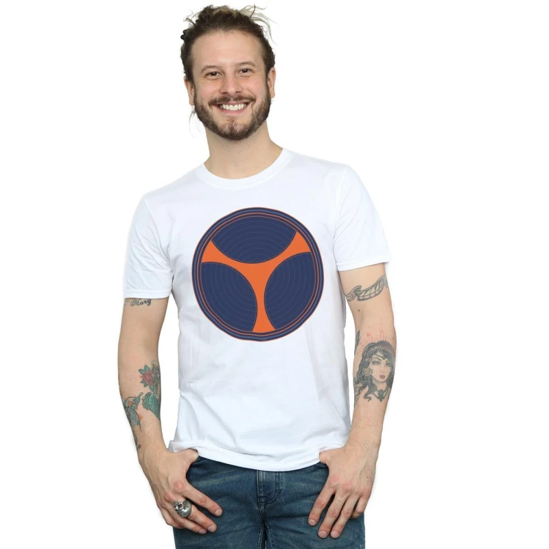 Image of Marvel Marvel Men Black Widow Movie Taskmaster Distressed Shield T-Shirt in White Size: Small White S Male 5059400805888