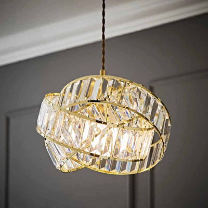 Image of ValueLights ValueLights Hudson Acrylic Jewel Gold Intertwined Twisted Easy Fit Lamp Shade Gold One Size Unisex 5016529269908