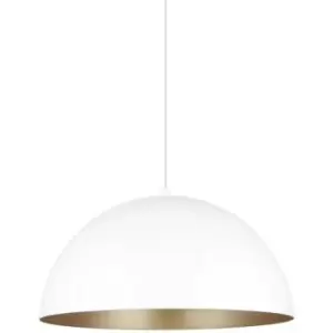 Zumaline Lighting - Zumaline Vela Dome Pendant Ceiling Light, Matt White, Gold, 1x E27