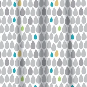 Image of Sabichi Rain Drops PEVA Shower Curtain with 12 Shower Rail Hooks