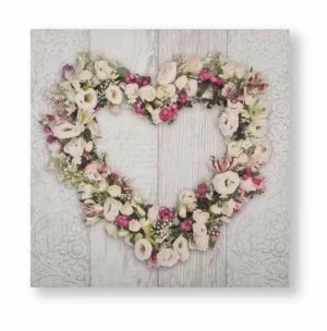 image of Art For The Home Floral Heart 50 x 50cm Cotton Canvas