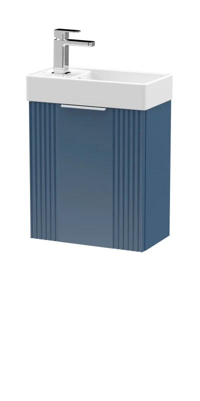 Image of Balterley Retro Wall Hung Bathroom Vanity Basin Unit - 400mm - Satin Blue Blue Unisex