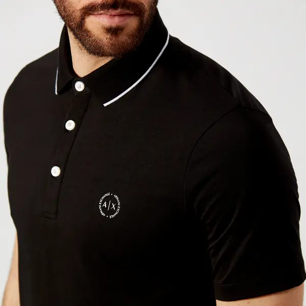 Image of Armani Exchange Mens Tipped Polo Shirt - Black - L
