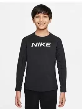 Image of Nike Older Boys Dri-FIT Long Sleeve Top - Black, Size S=8-10 Years