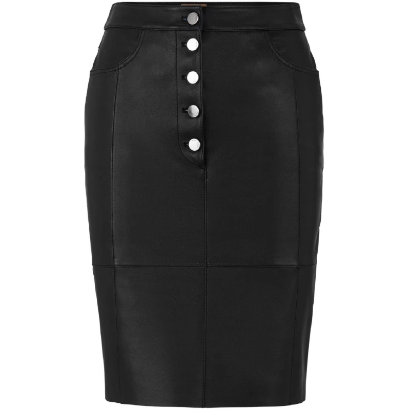 Image of Boss Womens Selara Leather Jacket Black female 6 (XS)