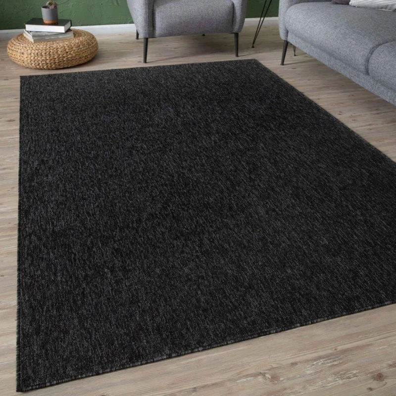 Image of THE RUGS Flex Collection Solid Design Low Pile Living Room Rugs in Dark Grey 1000DG Size: 140cm x 200cm Dark Grey Unisex 140cm x 200 cm