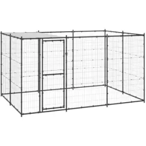 Image of Vidaxl - Outdoor Dog Kennel Steel with Roof 7.26 m² Black