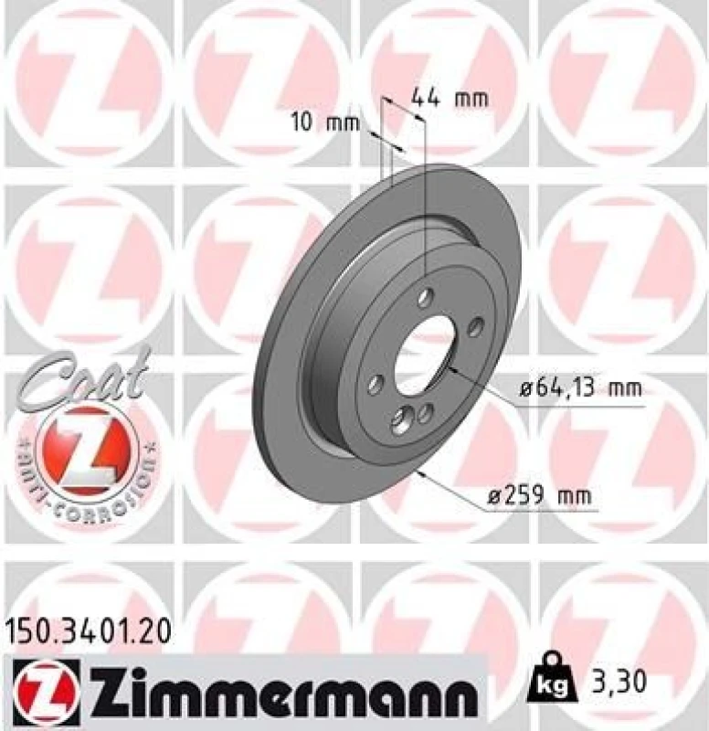 Image of ZIMMERMANN Brake disc ZIMMERMANN 150.3401.20